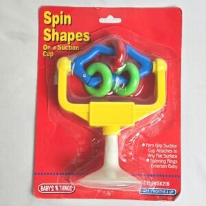 Vtg 1998 Baby's 'N Things Spin Shapes on a Suction Cup Toy, SK216, Ages 3 month+